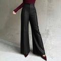 European and american style black high-waisted suit pants for women - drapey, slimming, versatile, perfect for work and commuting, spring/autumn, high-end, straight leg flare