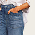 Amazon  fashionexport cross-border washed elastic mid-waiststraight-legjeansretro brushed mid-pants for women