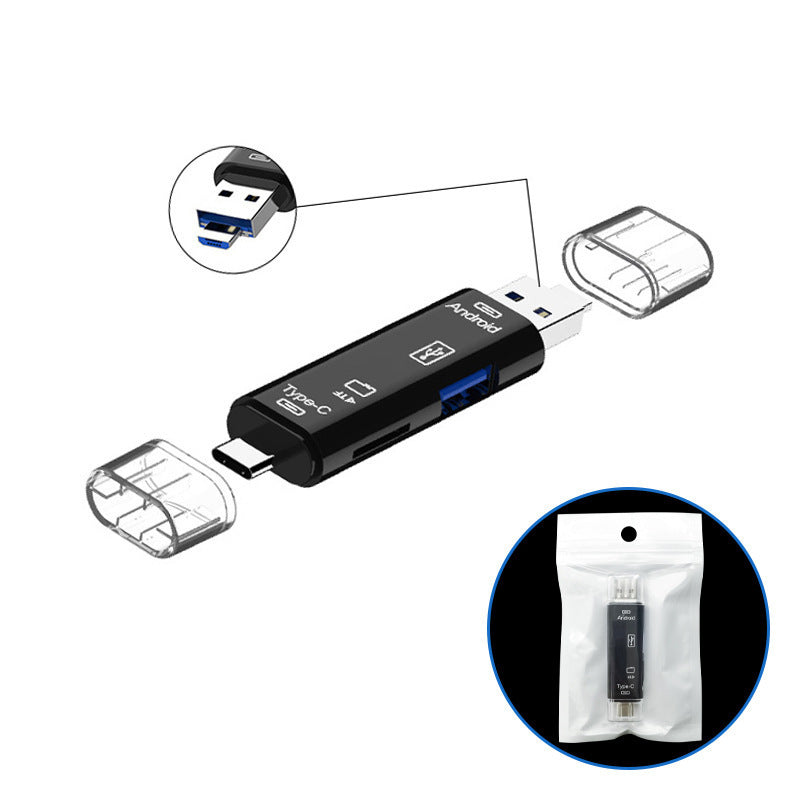 Type-c card reader tf android usb to otg 2.0 adapter - multifunctional 5-in-1