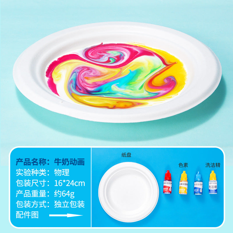 Science experiment children DIY handmade material pack rainbow rain pearl rain milk animation volcanic eruption color matching