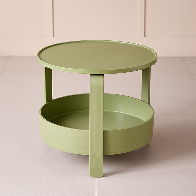 Scandinaviancasual plastic double-layered small round table living room sofa side table for home creative coffee table corner table storage rack