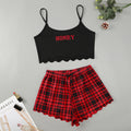 new creative chinese dragon print camisole top and plaid print shorts women's loungewear set