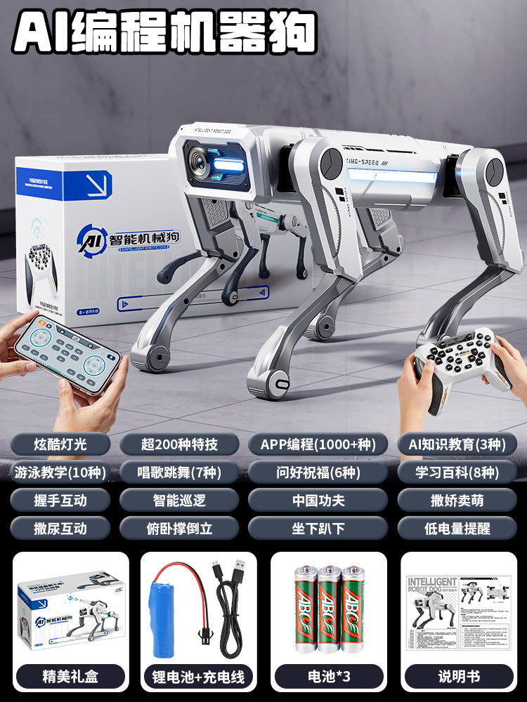 Camera-enabled programmable robot dog - water-shooting electric remote control robot dog toy - electronic pet birthday gift for kids