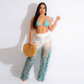 Source factory  summer new european and american style women's sexy gradient beach tassel knit pants casual set