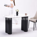 Modern minimalist rock slab dining table - new vintage-style home dining table with beautiful peanut leg design