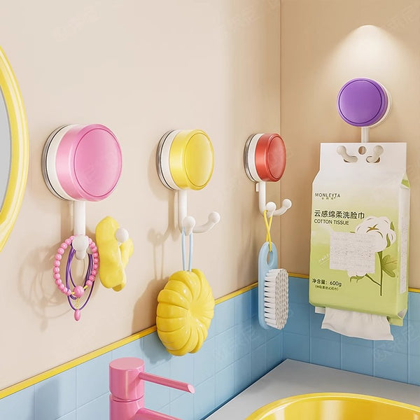 Dopamine double-ended suction cup hook, no punching, kitchen, bathroom hanging face towel, sanitary paper, strong load-bearing adhesive hook