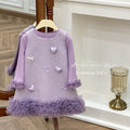 Girls' dress  autumn new collection: chanel-inspired outfit, korean style heart print tank dress, first birthday fairy princess dress