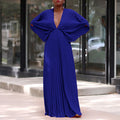 C8538  cross-border plus size women's summer european and american v-neck batwing sleeve loose casual pleated foreign trade dress