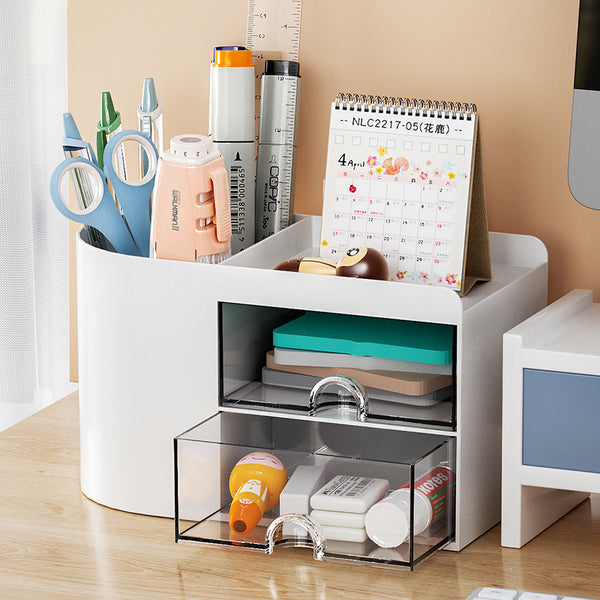 Liheng simple creative transparent drawer storage box children girl student office desktop ornament pen holder large