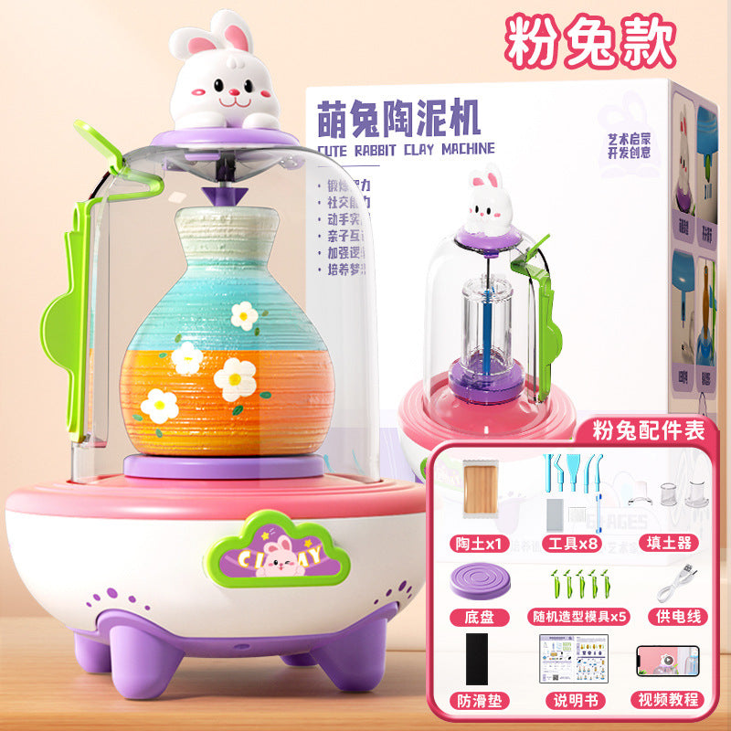Electric mini pottery wheel kit for kids - diy clay sculpting set - no firing required - perfect toy & gift for elementary school students