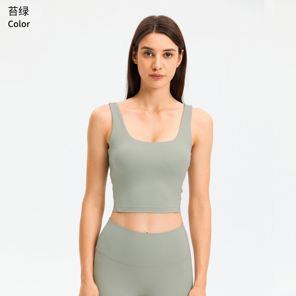 Dianqian new arrival u-shaped back yoga vest with chest pad comfortable naked sports intimates women's bra fashiondw120