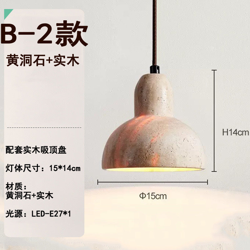 Vintage dining room light Bedroom bedside chandelier Cream wind wabi-sabi wind Bar light Yellow cave stone small decoration minimalist