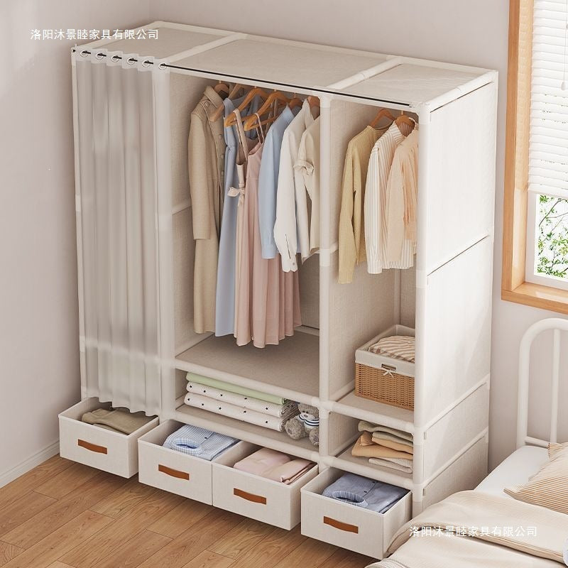 Wardrobe combination assemble bedroom simple wardrobe hanging clothes rack simple assembly storage cabinet wardrobe for rental