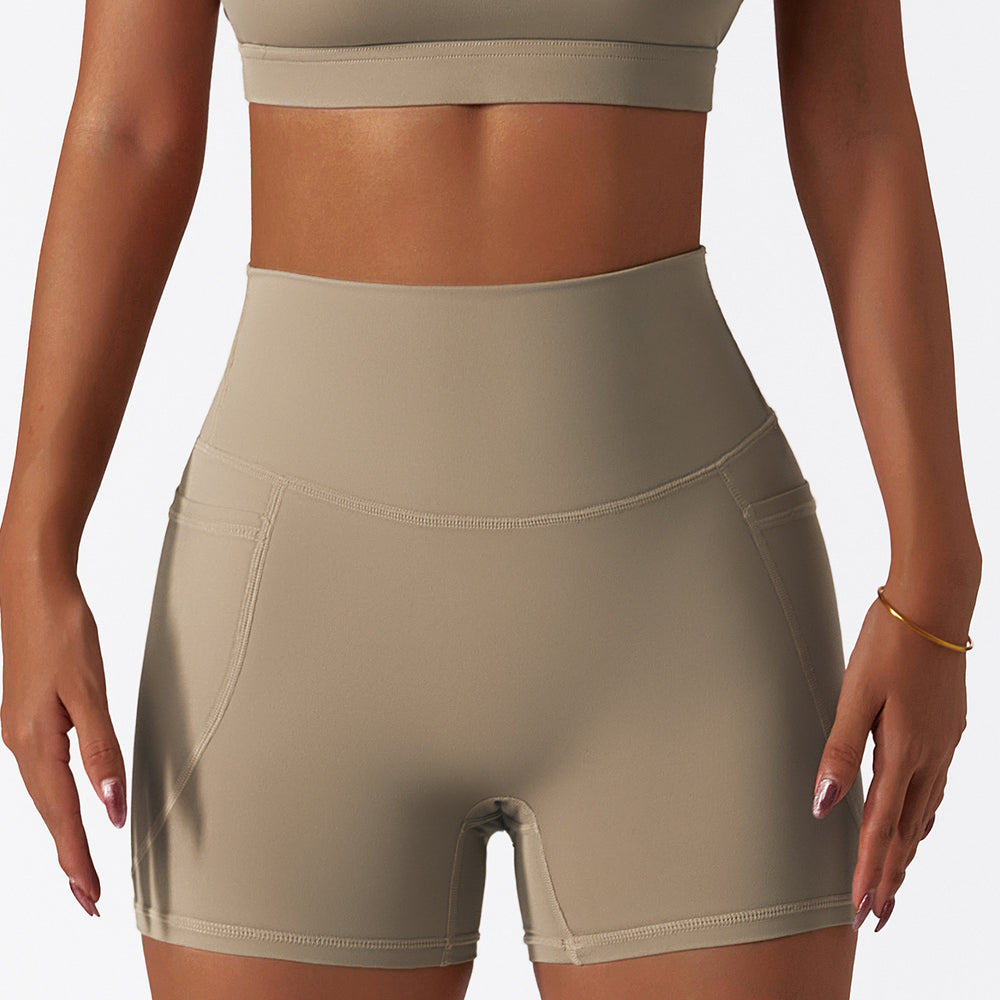 Summer barely-there athletic shorts - quick-dry, compression yoga pants with pockets - breathable cycling, running, and fitness shorts 6425