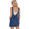 European and american cross-border women's spring/summer  new arrival washed denim overalls dress, suspender midi dress, sexy dress