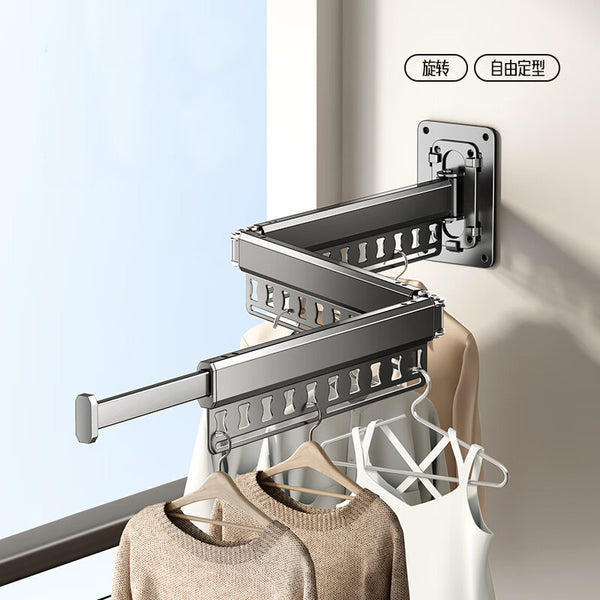 No punching invisible folding drying rack balcony quilt drying artifact indoor and outdoor household retractable drying rack drying rod