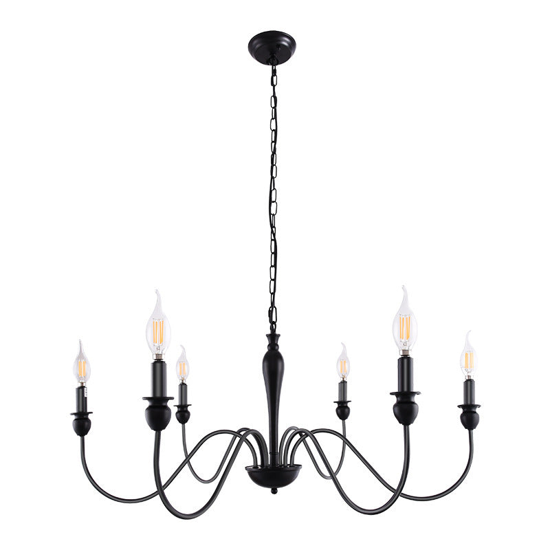 Cross-border  American retro chandelier, American country 6 heads 8 heads black gold wrought iron lamps