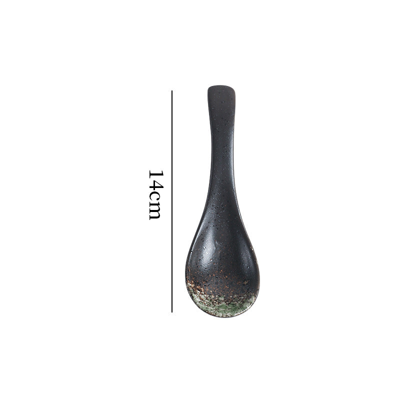 Creative kitchen ceramic tableware small spoon japanese retro cute high-value household spoon soup spoon rice spoon