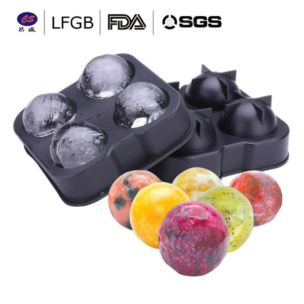 Silicone Ice Lattice Custom 4 Balls with Cover Easy Demoulding Ice Lattice Bar Whiskey Ice Hockey Ice Cube Ice Mould
