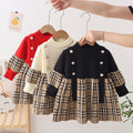 New autumn collection: girls' plaid knit dress - european & american style pullover sweater dress for toddlers & young children