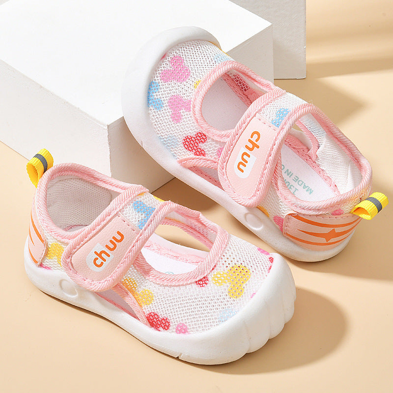 Baby sandals for boys, summer first walker shoes, 0-1-2 years old infant anti-slip soft sole mesh shoes for babies and toddlers, baby girl shoes