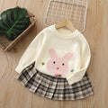 Girls' crew neck sweater  autumn new collection - little girl's cartoon two-piece set, girls' jk uniform set