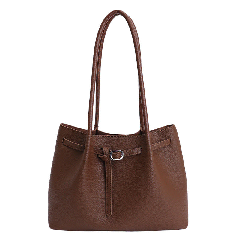 Simple and high-end large-capacity bag for women, new 2025 autumn/winter casual versatile commuter bag, single shoulder mother-and-child bag