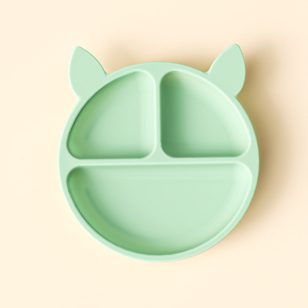 Children's dinner plate, baby eating, silicone bowl, infant food supplement bowl, suction cup type grid plate, mother and baby products tableware