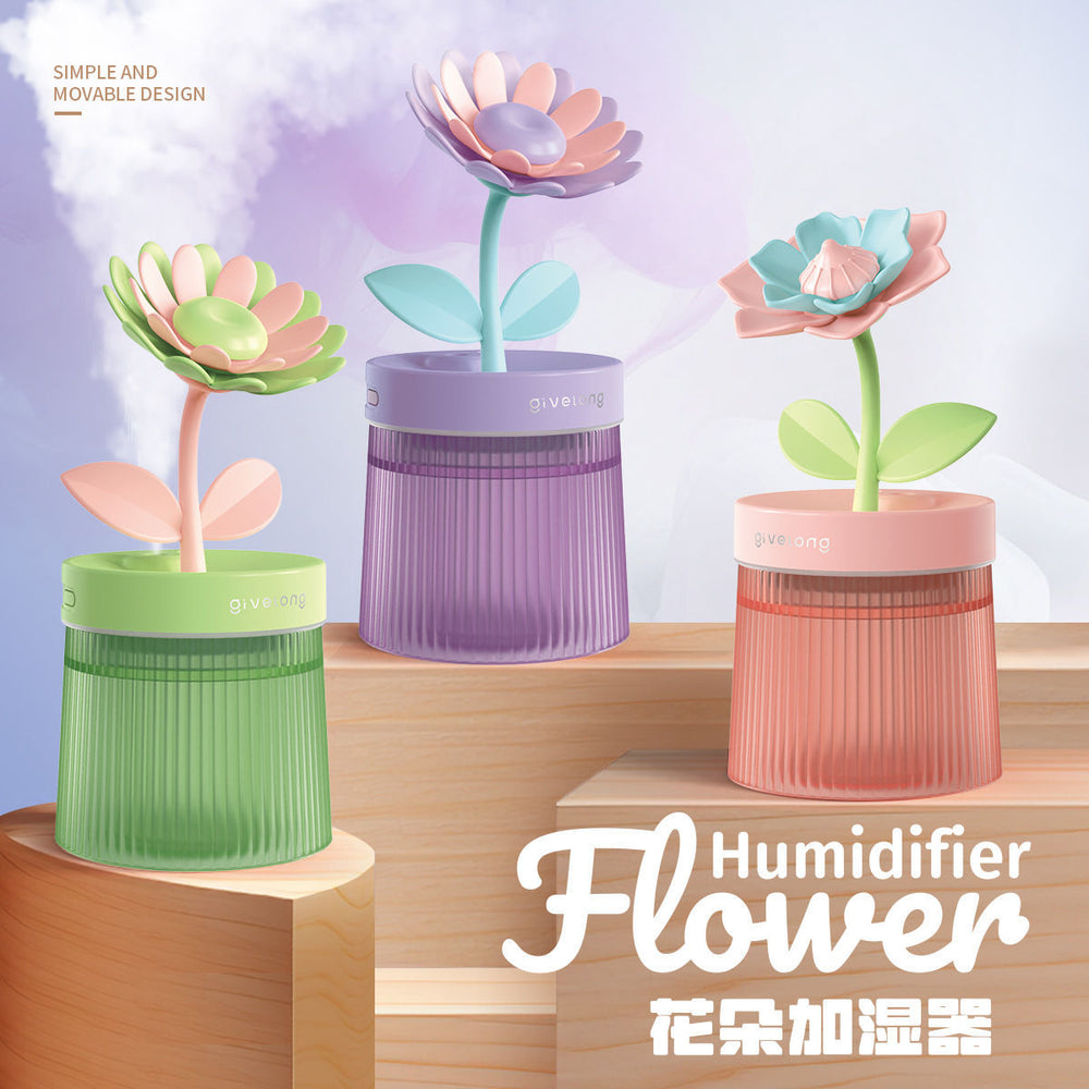 Flower humidifier desktop mini air conditioner silent small air office car home spray dormitory bedroom
