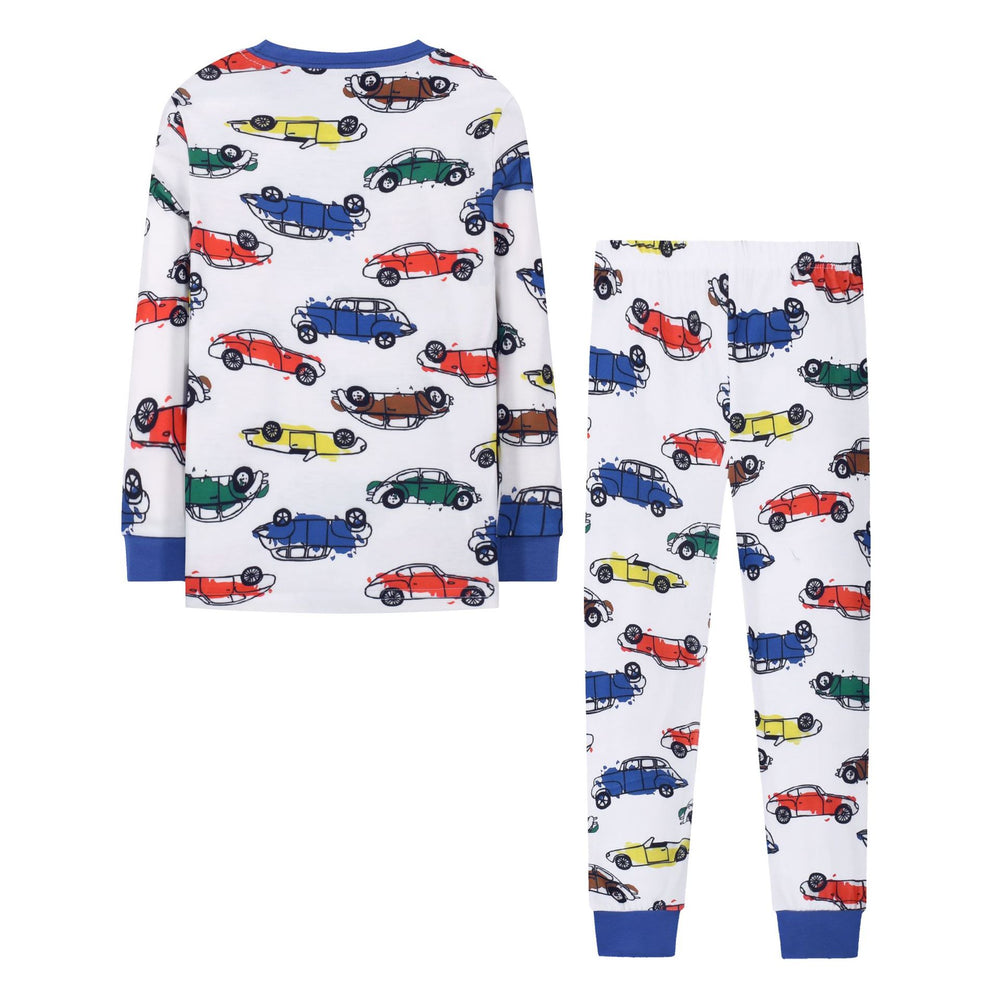 Aliexpress tenu kids' pajama set - autumn/winter style - all-over car print - boys' long-sleeve loungewear set