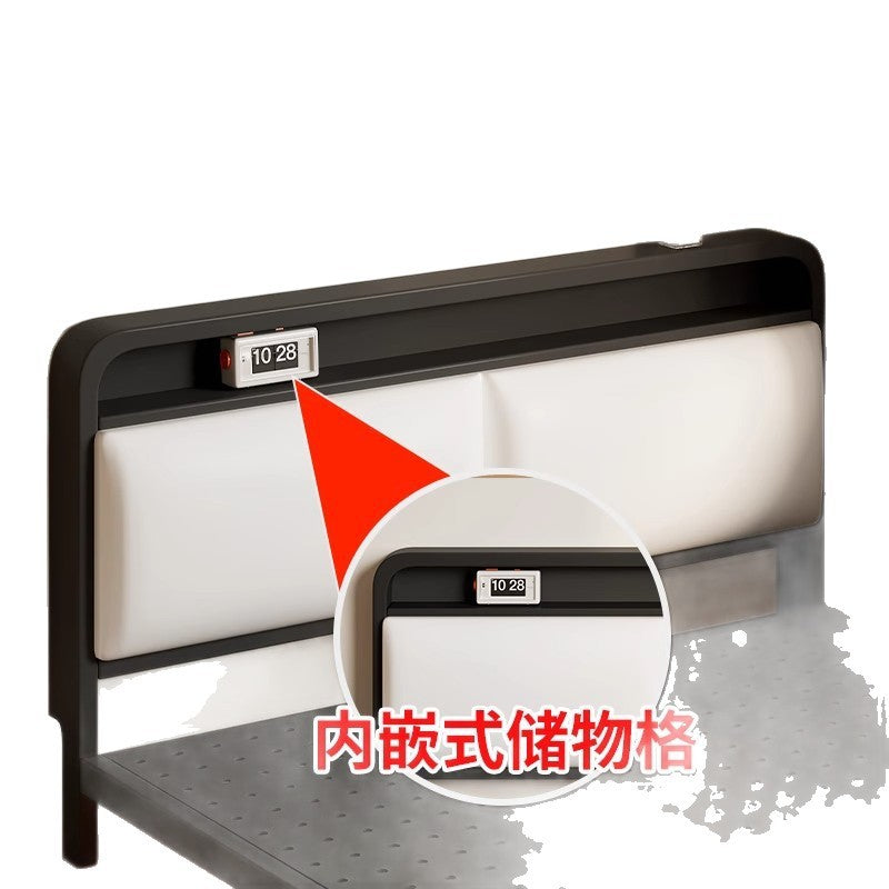 Wrought iron bed Modern simple iron frame bed Economical storage soft bag 1.8 meters Single double bed Rental house bed frame