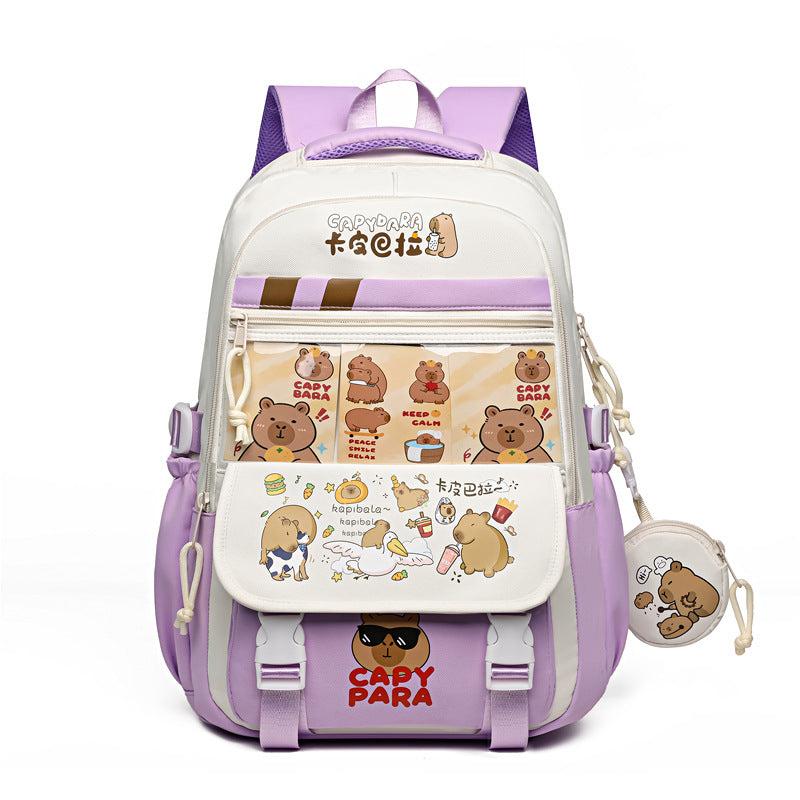 New Kapibara schoolbag cute cartoon primary and secondary school backpack large capacity burden reduction Japanese leisure backpack