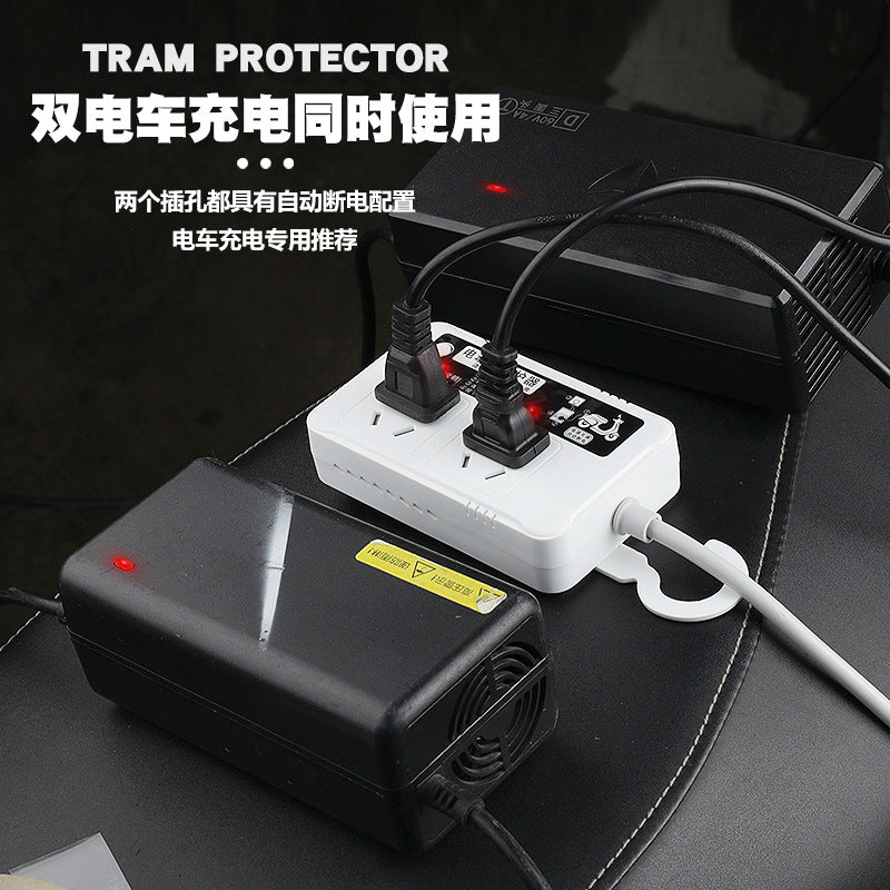 Electric vehicle charging protector - automatic power cut-off, battery overcharge protection, smart timer socket (specifically for power strips)