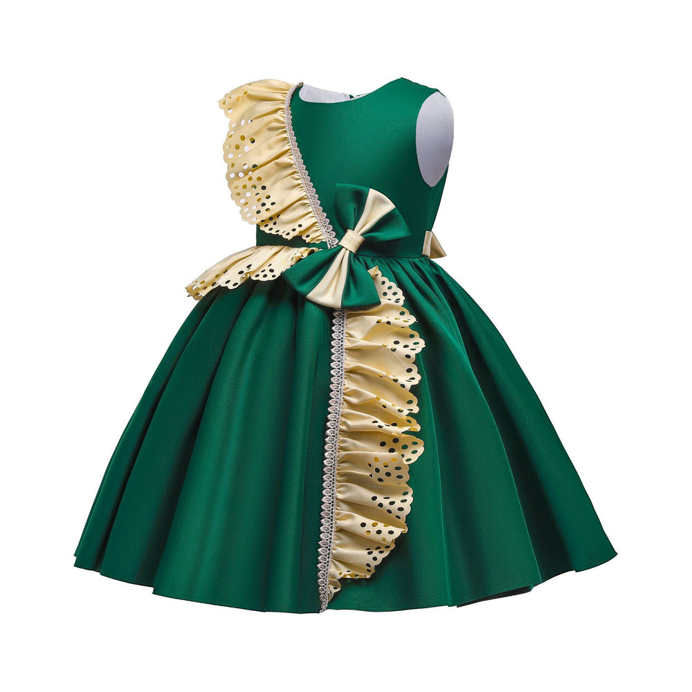 Export children's clothing satinkids dress princess dress girl dress host piano performance dress girl dress