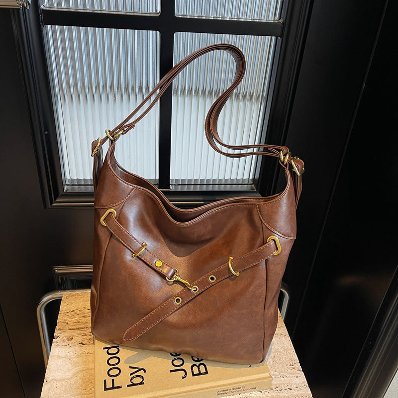 Cross-border 2025 new Maillard large-capacity shoulder bag autumn and winter versatile backpack women's commuter tote bag