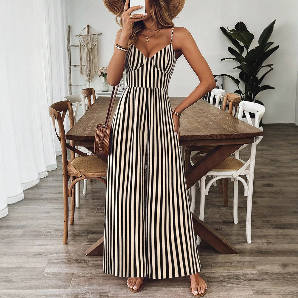 Ready-to-ship cross-border women's fashion jumpsuit: european and american style, spaghetti strap, open back, large bow detail