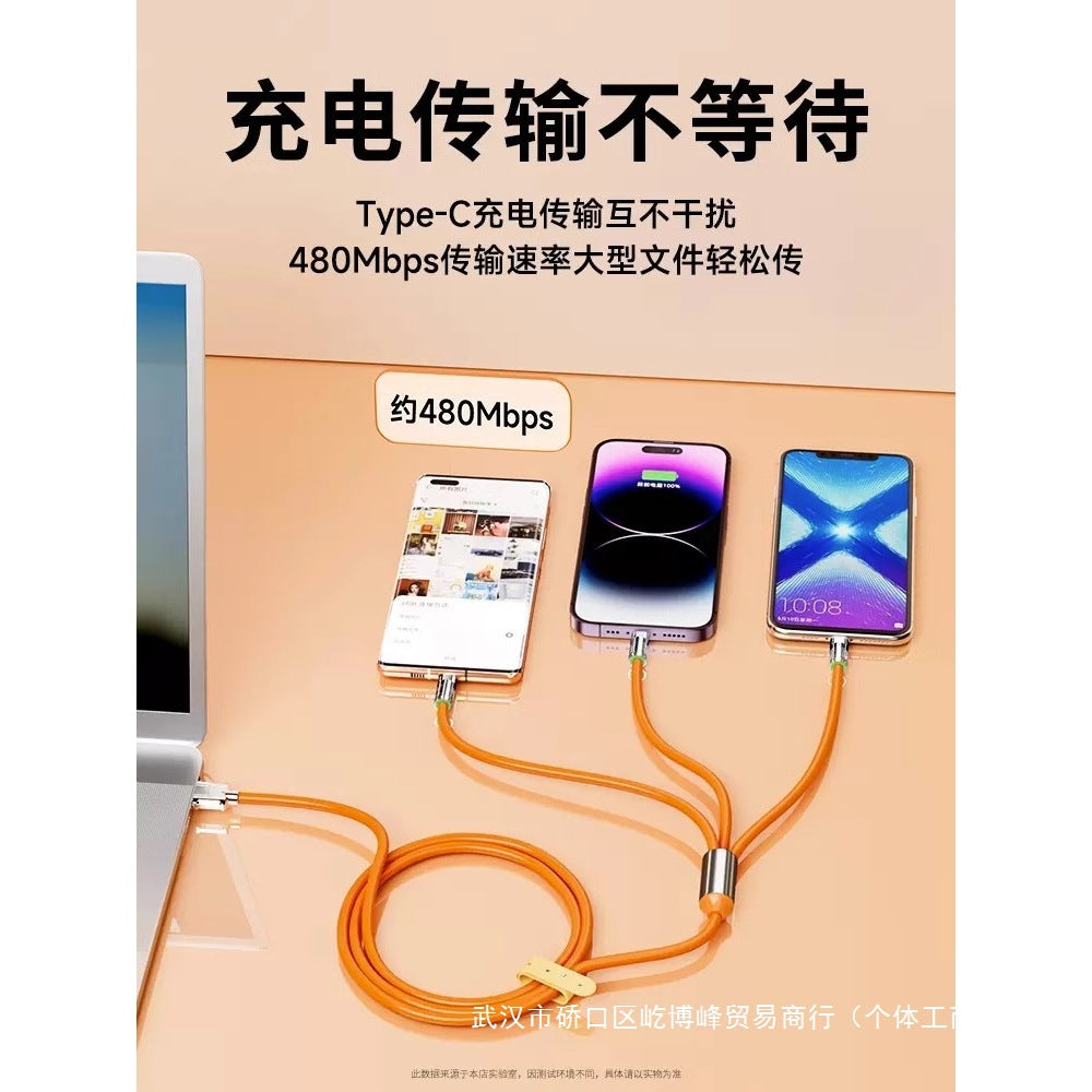 120W fast charging three-in-one fast charging data cable is suitable for Apple vivo Huawei Android flash charging mobile phone one-to-three charging