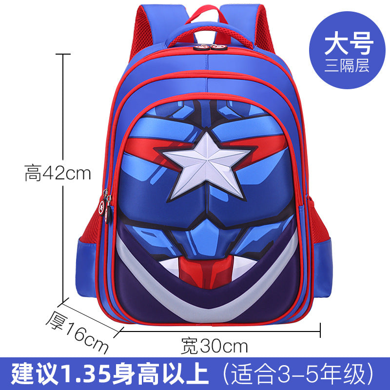 Kids' muscle design backpack - elementary school, grades 1-6, boys' cartoon backpack, breathable and lightweight