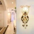 European-style crystal modern wall sconce for living room, background wall, bedroom, bedside, hallway, stairway - double-headed high-end wall lamp