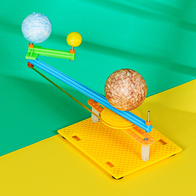 Sun, Earth and Moon Three-globe Instrument Plastic Technology Small Production Children's Pupil Small Invention Science Experiment Teaching Aids Material Package