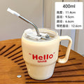 Influencer-style letter handle mug, trendy instagram coffee cup, high-end, niche, cute, with straw, glass water cup, customizable