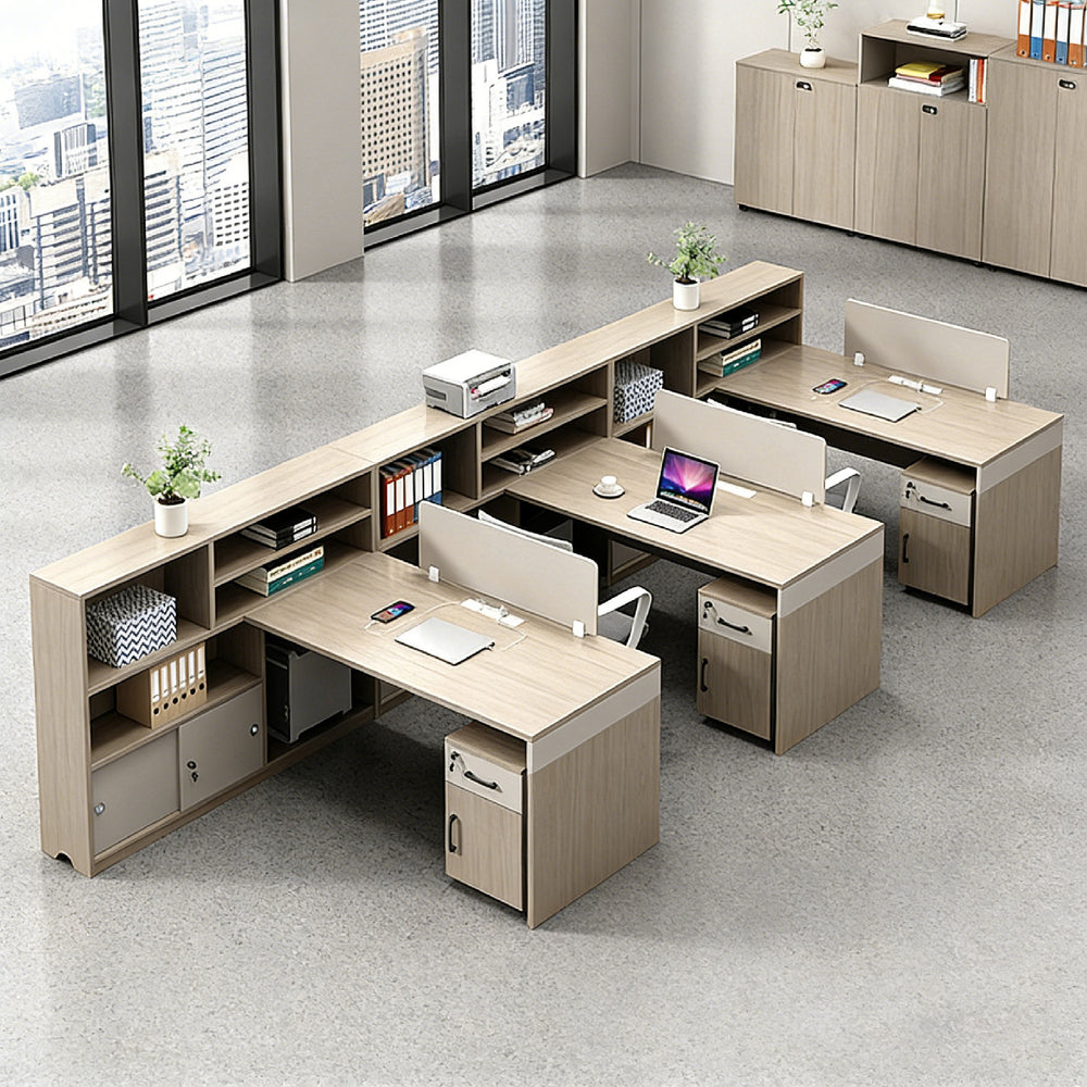 Saint li minimalist modern office desk and chair set - office financial partition cubicle - six-seat employee workstation