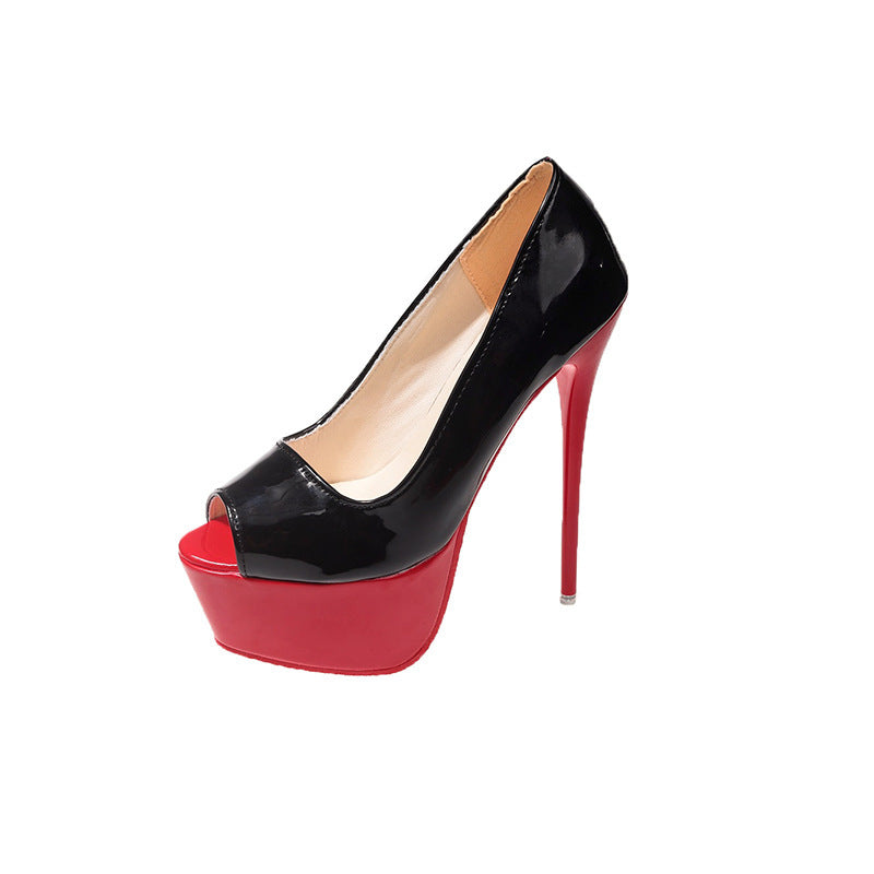 Plus size high heels red bottom stiletto sexy bed flats cross-border export waterproof platform high heels women's shoes