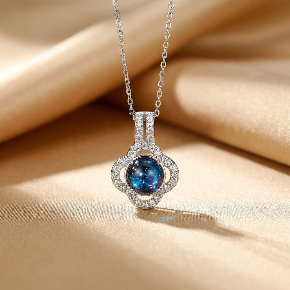 European and american cross-border hot-selling copper inlaid zirconium full diamond planet necklace for women, light luxury niche style, non-fading clavicle chain jewelry
