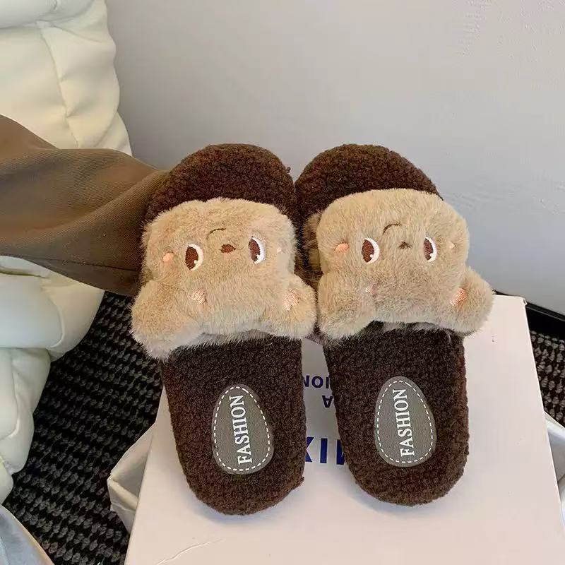 Cute leopard print cat paw slippers for women, new 2025 autumn/winter collection, non-slip indoor house slippers, wholesale cotton slippers for supermarkets