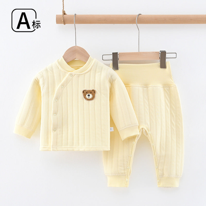 Baby three-layer heattechintimatessuitfall and winter cotton bottom autumn clothes for men and women baby quilted high waist free suit cotton