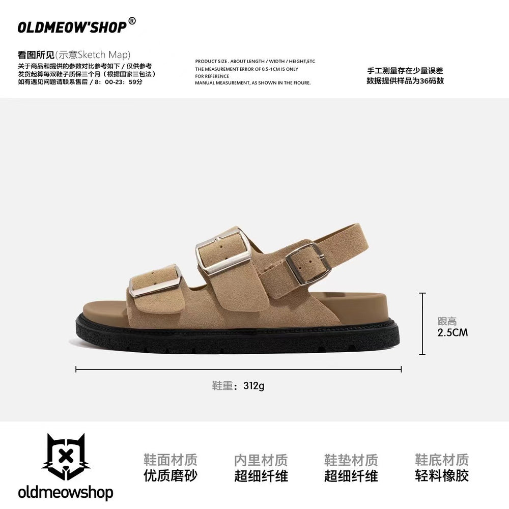 2025 retro birkenstock-style double strap sandals for women - summer outdoor wear, soft sole, chunky platform, roman-style thong sandals, open toe beach sandals