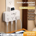 Us standard power strip, american plug adapter, us/canada converter, overload protection, ul/fcc certified, with clock