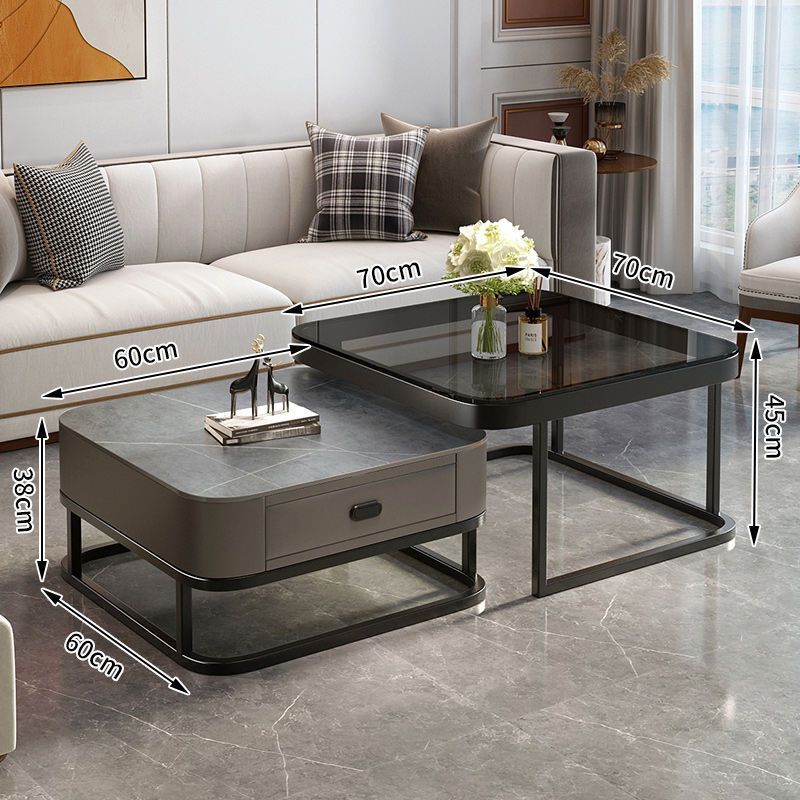 Rock slab coffee table for home living room small apartment coffee table casual modern new arrivalclassy glass retractable storage tea table