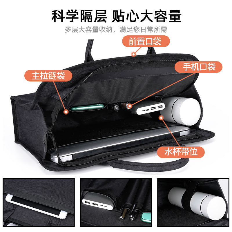 Oukeqi large capacity business briefcase office conference document bag portable business trip laptop bag print logo